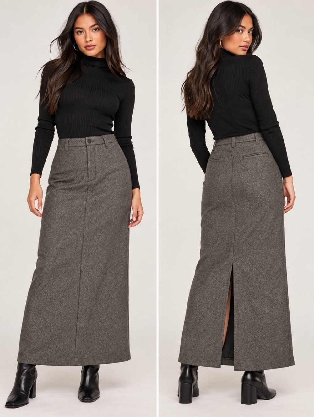 ❤️ GAP VINTAGE Y2K WOOL BLEND MAXI SKIRT, CHARCOAL GRAY, 4